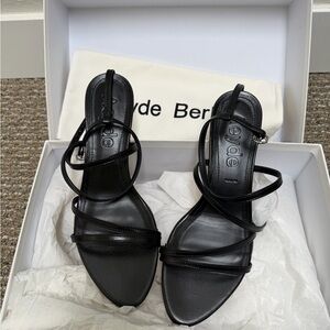 Aeyde Black Multi-Strap Leather Heeled Sandals